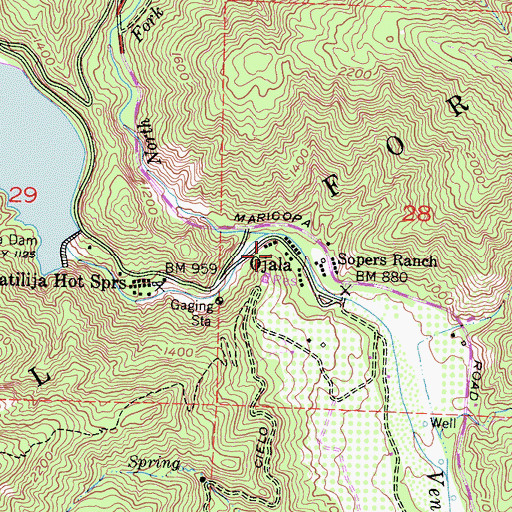 Topographic Map of Ojala, CA