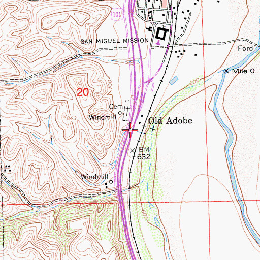 Topographic Map of Old Adobe, CA