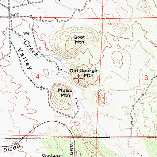 Topographic Map of Old George Mountain, CA