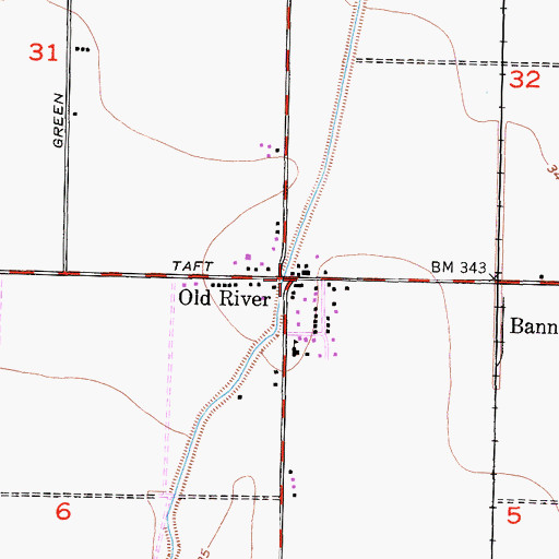 Topographic Map of Old River, CA