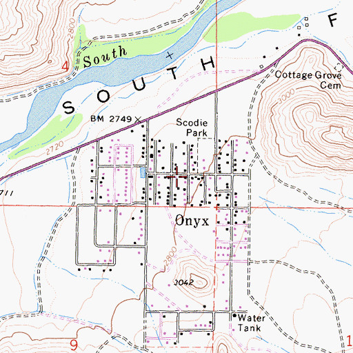 Topographic Map of Onyx, CA