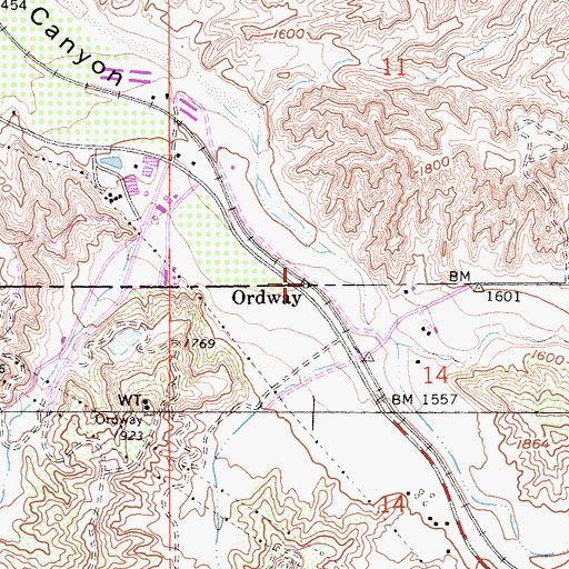 Topographic Map of Ordway, CA