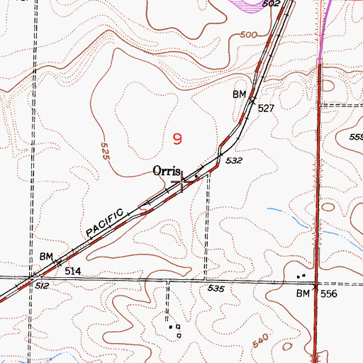 Topographic Map of Orris, CA