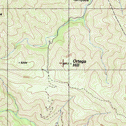 Topographic Map of Ortega Hill, CA