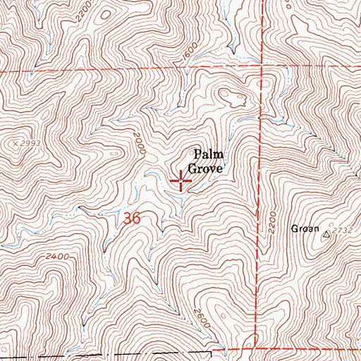 Topographic Map of Palm Grove, CA