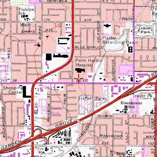 Topographic Map of Garden Grove Hospital Medical Center, CA
