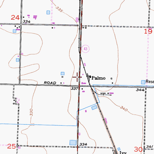 Topographic Map of Palmo, CA
