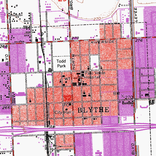 Topographic Map of Palo Verde Hospital, CA