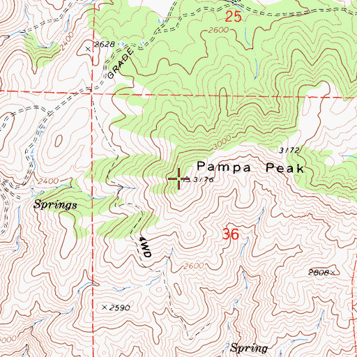 Topographic Map of Pampa Peak, CA