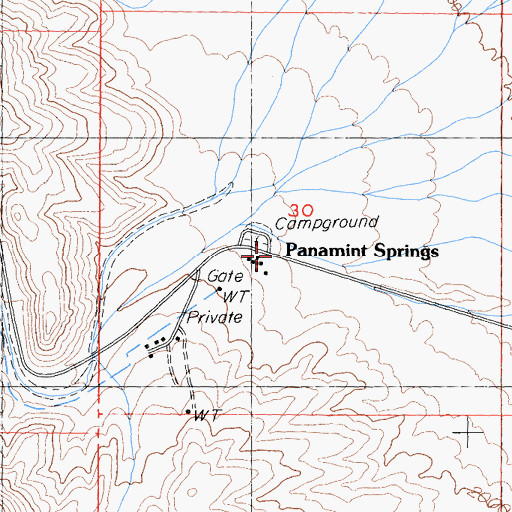 Topographic Map of Panamint Springs, CA