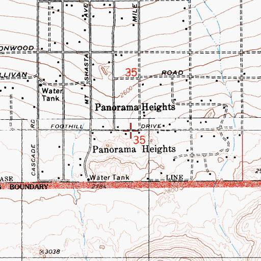 Topographic Map of Panorama Heights, CA