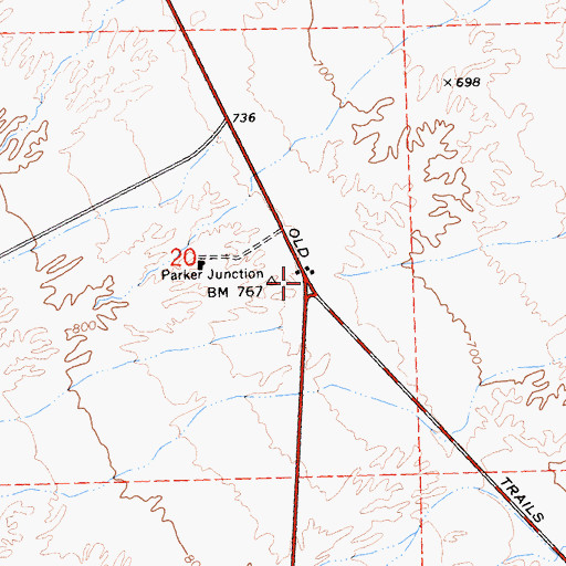 Topographic Map of Parker Junction, CA