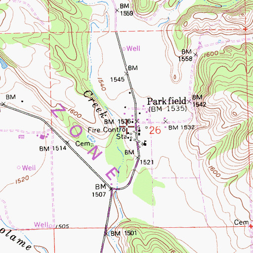 Topographic Map of Parkfield, CA