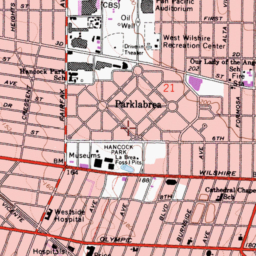 Topographic Map of Parklabrea, CA