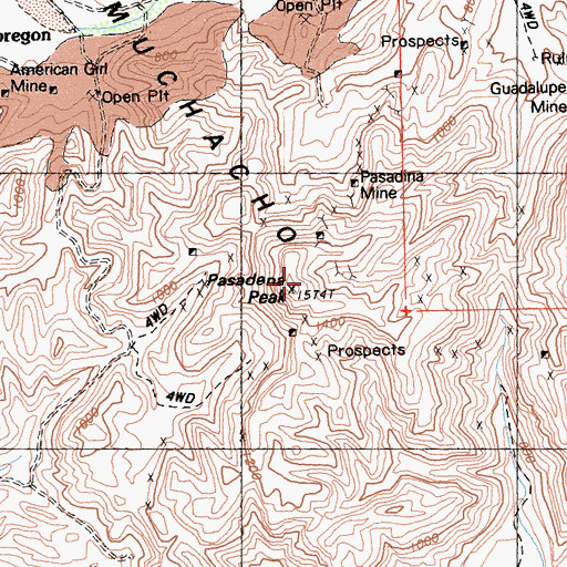 Topographic Map of Pasadena Peak, CA