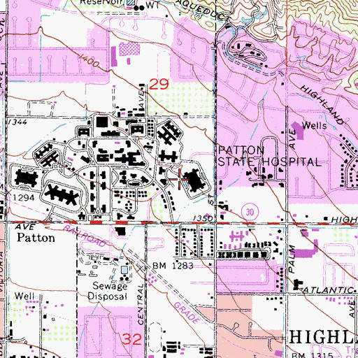 Topographic Map of Department of State Hospitals - Patton, CA
