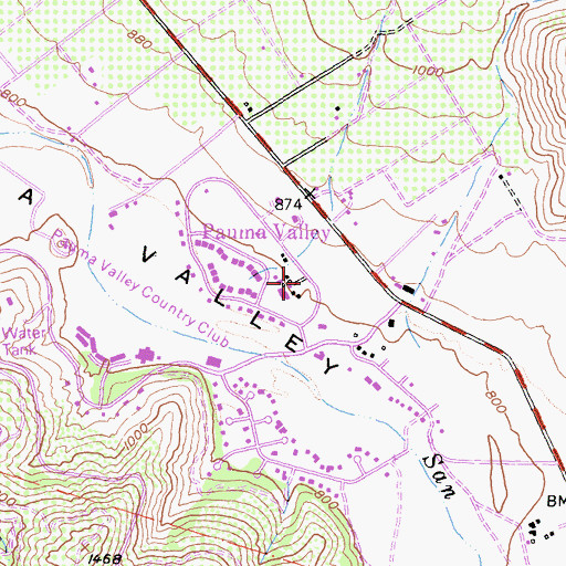 Topographic Map of Pauma Valley, CA
