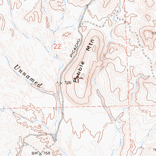 Topographic Map of Pebble Mountain, CA