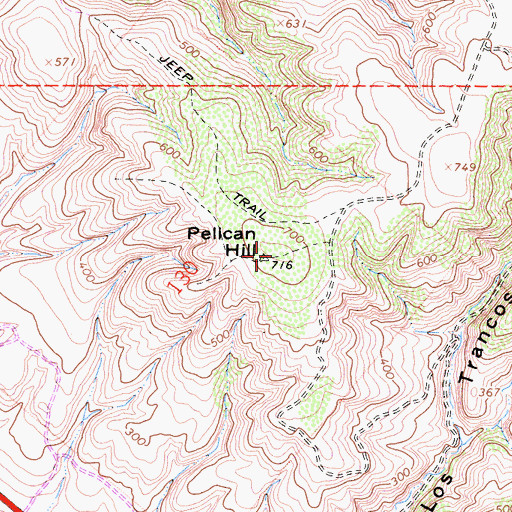 Topographic Map of Pelican Hill, CA
