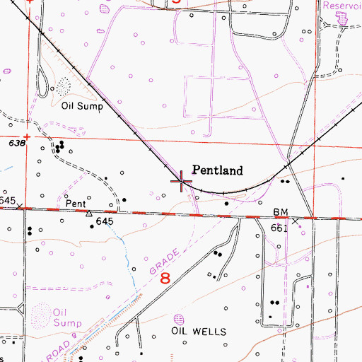 Topographic Map of Pentland, CA