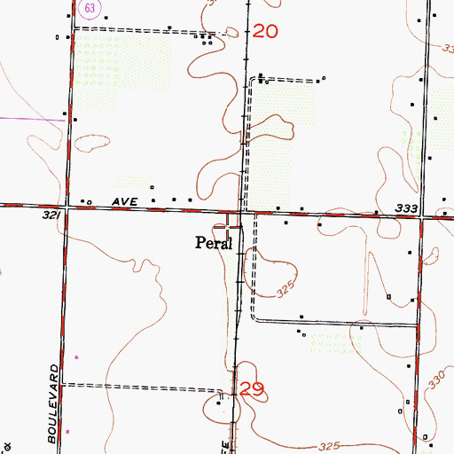 Topographic Map of Peral, CA