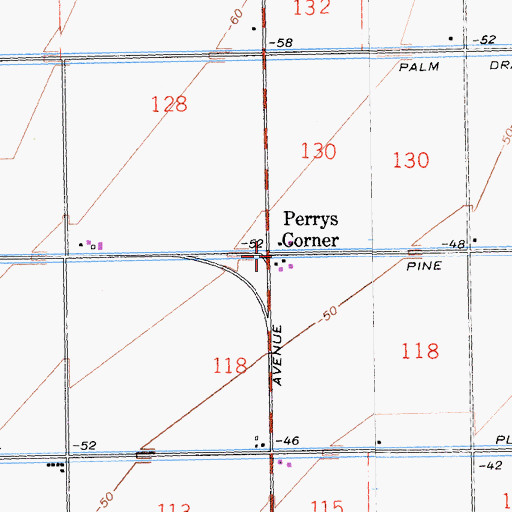 Topographic Map of Perrys Corner, CA