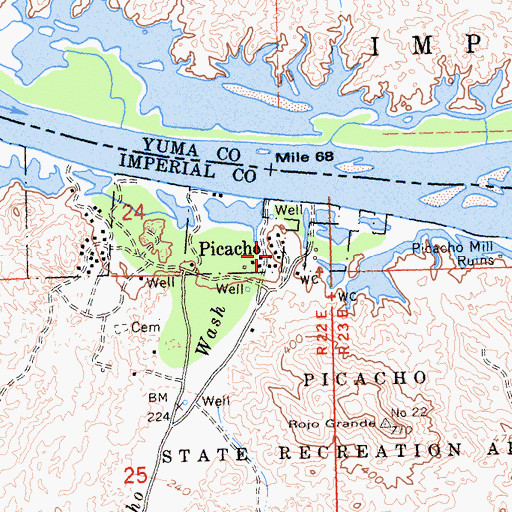 Topographic Map of Picacho, CA