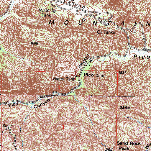 Topographic Map of Pico, CA