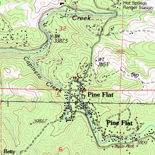 Topographic Map of Pine Flat, CA