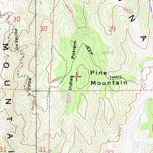 Topographic Map of Pine Mountain, CA