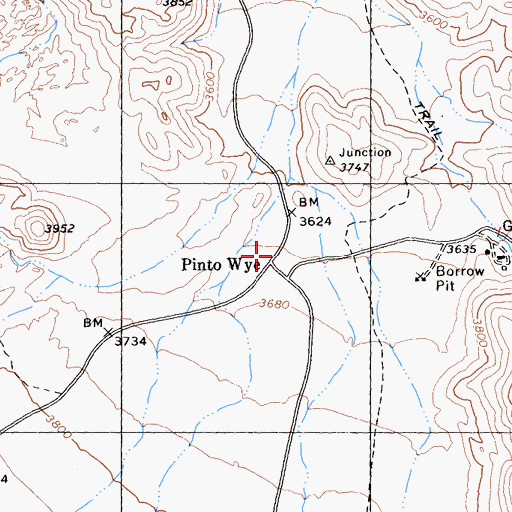 Topographic Map of Pinto Wye, CA