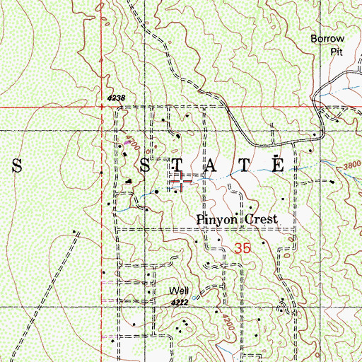 Topographic Map of Pinyon Crest, CA