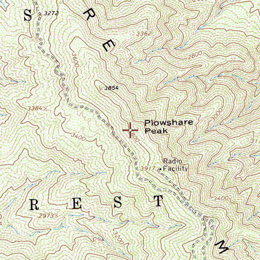 Topographic Map of Plowshare Peak, CA