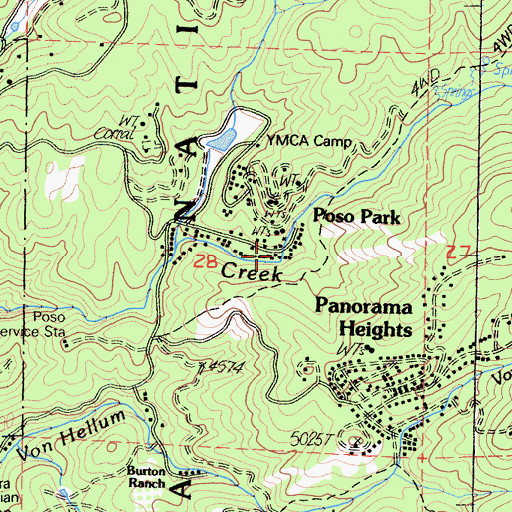 Topographic Map of Poso Park, CA