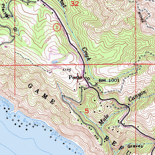 Topographic Map of Posts, CA