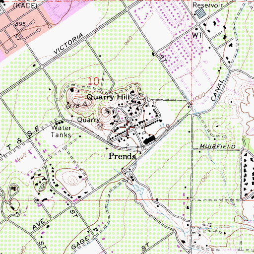 Topographic Map of Prenda, CA