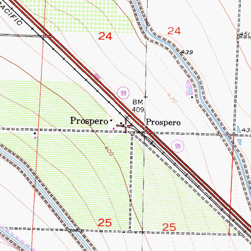 Topographic Map of Prospero, CA