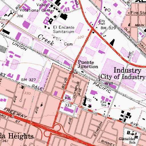 Topographic Map of Puente Junction, CA