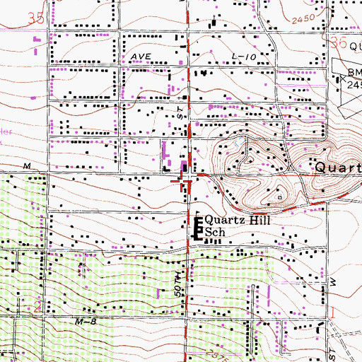 Topographic Map of Quartz Hill, CA