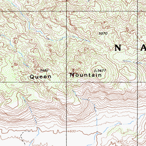 Topographic Map of Queen Mountain, CA