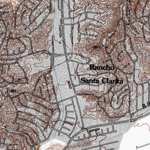 Topographic Map of Rancho Santa Clarita, CA