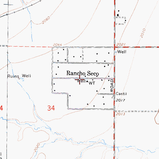 Topographic Map of Rancho Seco, CA