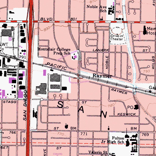 Topographic Map of Raymer, CA