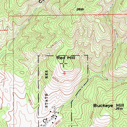 Topographic Map of Red Hill, CA