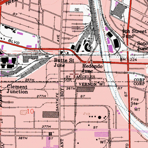 Topographic Map of Redondo Junction, CA