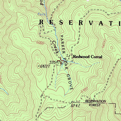 Topographic Map of Redwood Corral, CA