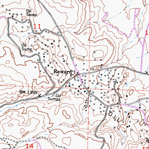 Topographic Map of Reward, CA
