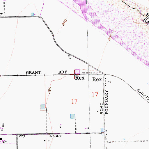 Topographic Map of Rex, CA