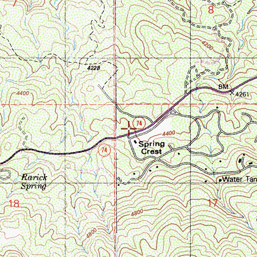 Topographic Map of Ribbonwood, CA