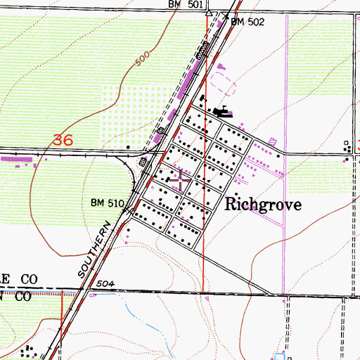 Topographic Map of Richgrove, CA